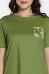 Zivame Nature Trails Knit Cotton Pyjama Set -Turtle Green — thumbnail 5